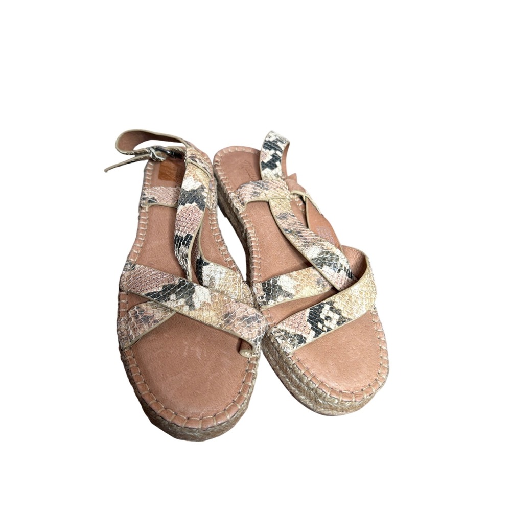 Madewell Snake Print Espadrille Sandals Multi Color Leather Platform Size 7